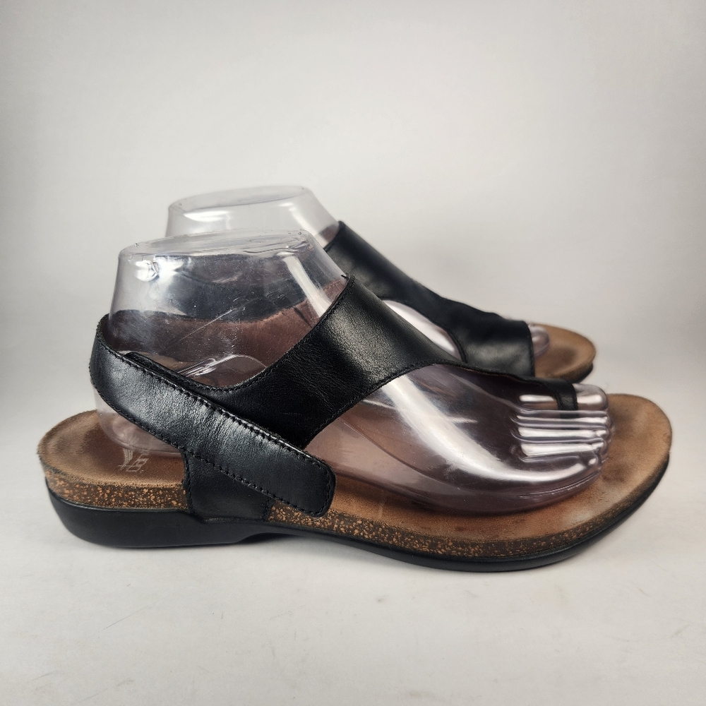 DANSKO Women's Reece Sandal 10 EU 40 Black Leather Comfort Slingback Wedge Shoe - Picture 2 of 10